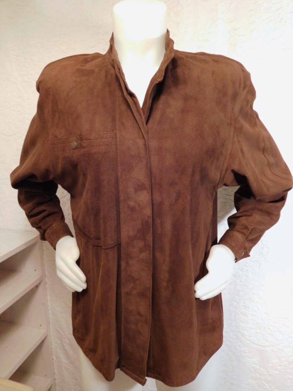 VAKKO Brown Super Soft Suede Shirt Jacket XS (Runs Large) Long Sleeve High End